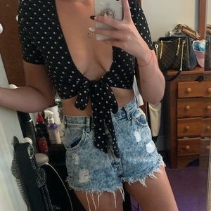 Tie Front polka dot crop top - WORN ONCE